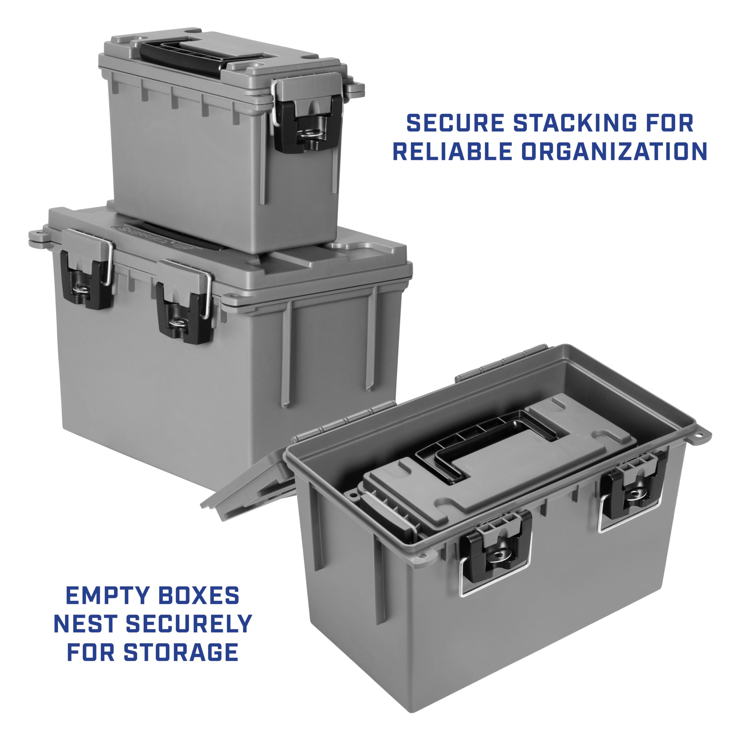 Sheffield 12755 Storage Bins With Lids, 2-Pack Stackable Storage Bins, Made in USA, Lockable and Water-Resistant Containers with Lids, Plastic Containers for Home, Classroom, and Dorm