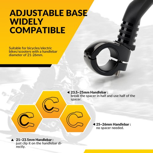 ROCKBROS Bike Mirrors for Handlebars HD Blast-Resistant Bicycle Mirror for Ebike 360 Degree Adjustable Bike Rear View Mirror Easy to Install Left