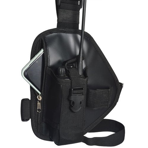 UAYESOK Universal Tactical Chest Rig Radio Pouch Holder, Walkie Talkie Shoulder Harness with Tool Pocket for Hunting, Hiking, Firefighter, Police, Search and Rescue(Black)