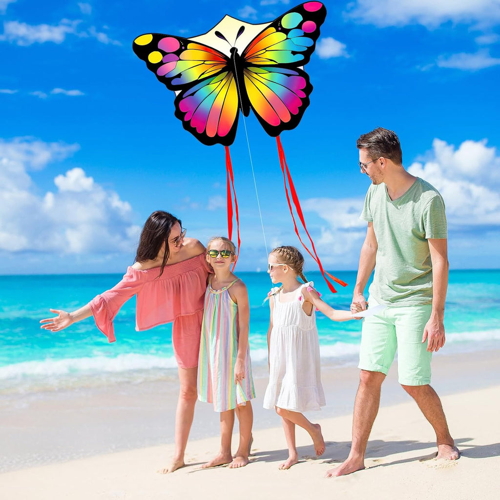 Skiennix Colorful Butterfly Kite - Easy to Fly for Kids & Adults | Perfect for Parks & Beach, 50M String Included