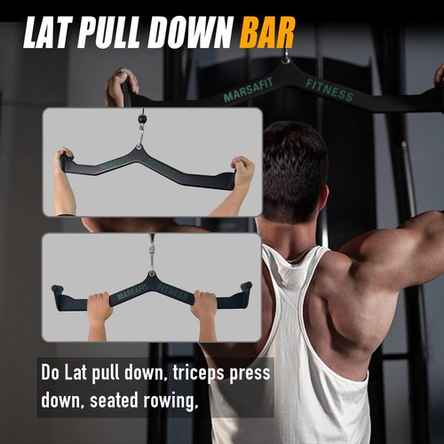 Tricep Press Down Bar Lat pull down Bar Handle Pulley Cable Machine Attachments, Home Gym Fitness Rowing bar Bicep Curl Back Strength Training Wide Grip Lat PullDown Bar Exercises (Length 31")