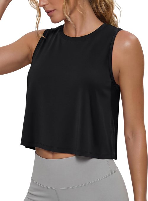 MAGCOMSEN Women's Cropped Workout Tank Top - Quick Dry, Sleeveless Design for Yoga & Gym Activities