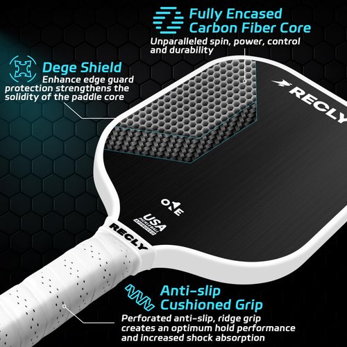 Recly Pickleball Paddle,14MM Carbon Fiber Pickleball Paddles with Expanded Sweet Spot for Balanced Performance,USAPA Approved O1E