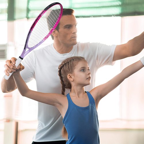 bo'weiqi 23" Kids Tennis Racket for Aged 8-10, Lightweight Youth Tennis Racket for Outdoor/Indoor Sports Including 1 Tennis Racket,1 Replacement Grip and 1 Shoulder Strap Bag Easy Carry(Pink)