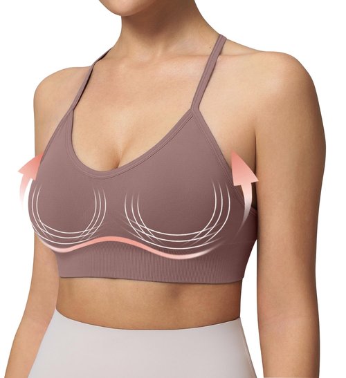 Women's Sports Bras Adjustable Y Back Spaghetti Strap Racerback Padded Wireless Yoga Workout Tops
