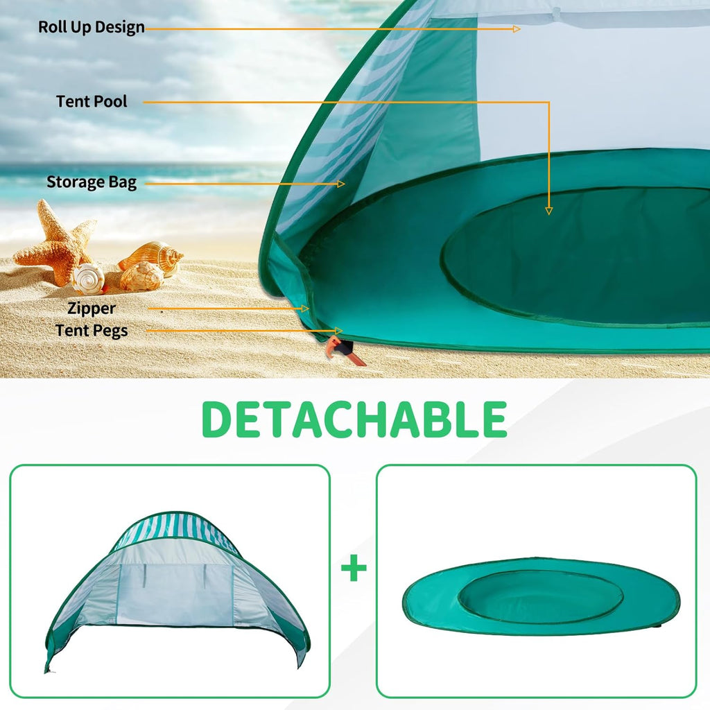 Skiennix Baby Beach Tent - Portable Sun Protection Shelter for Boys & Girls | Aqua Green