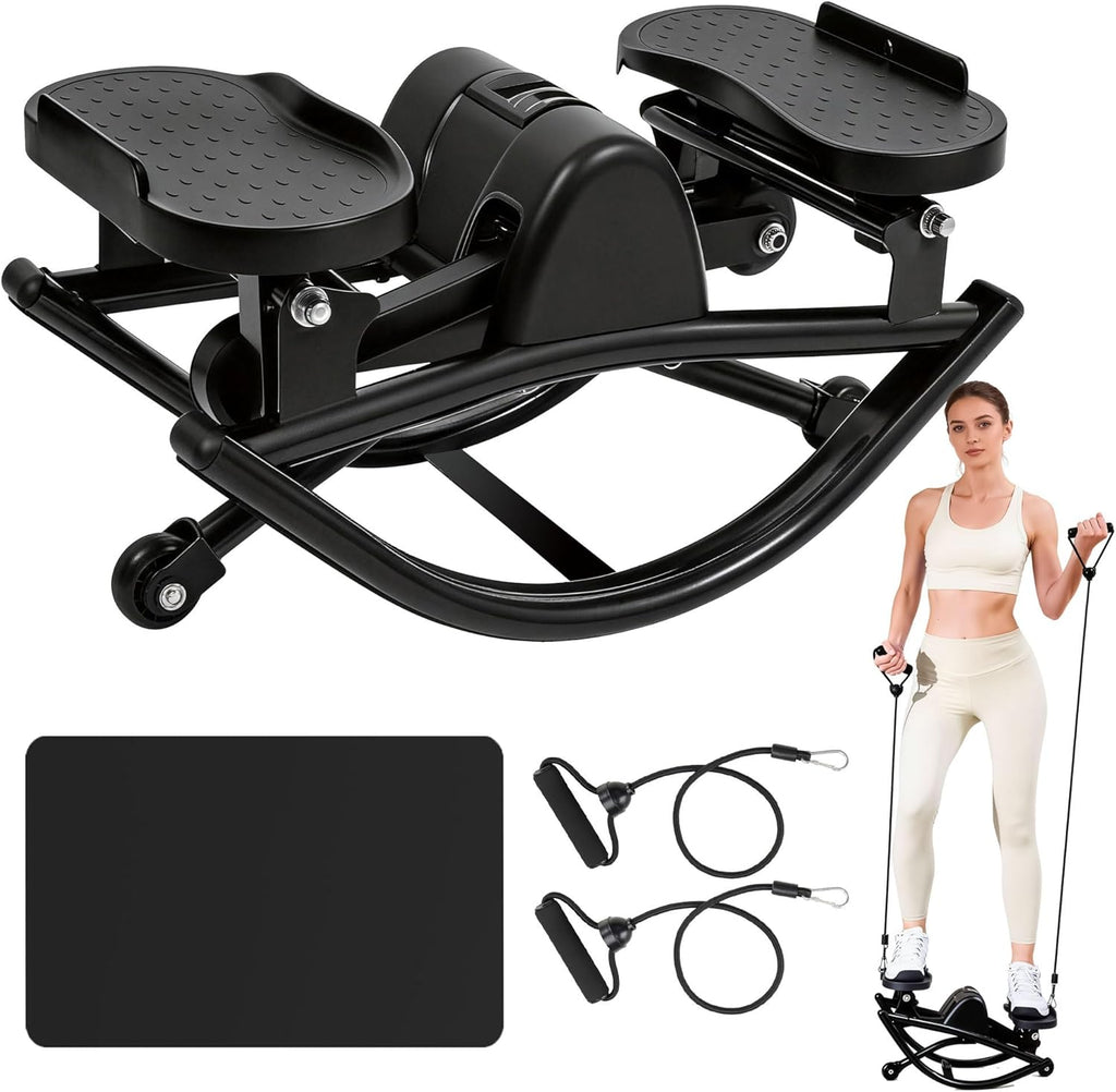 Rock Stepper - Portable Home Exercise Stepper with Digital Display & Resistance Bands | 330 LBS Capacity