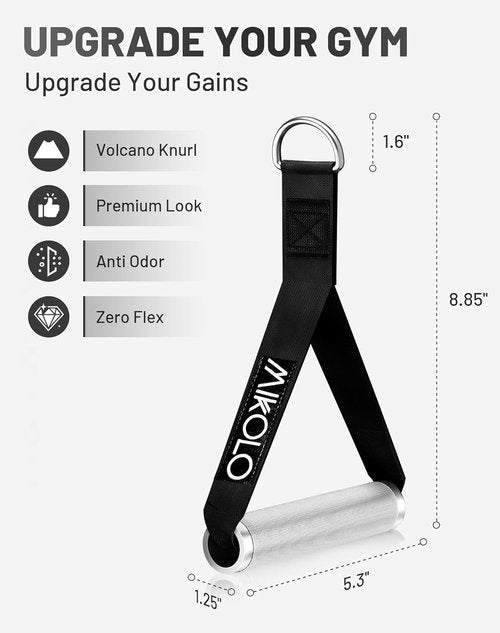 Mikolo Aluminum Alloy Cable Machine Handles - Durable D Handle Attachments for Gym Workouts