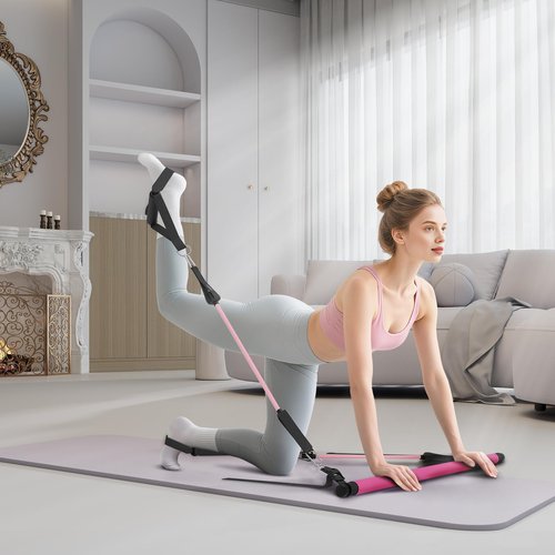 Lazolloa Pilates Bar Kit with Resistance Bands, Portable Pilates Bar for Home Gym Yoga & Full Body Workouts, Pilates Equipment for Women, Fitness Set for Strength Stretching Flexibility Training