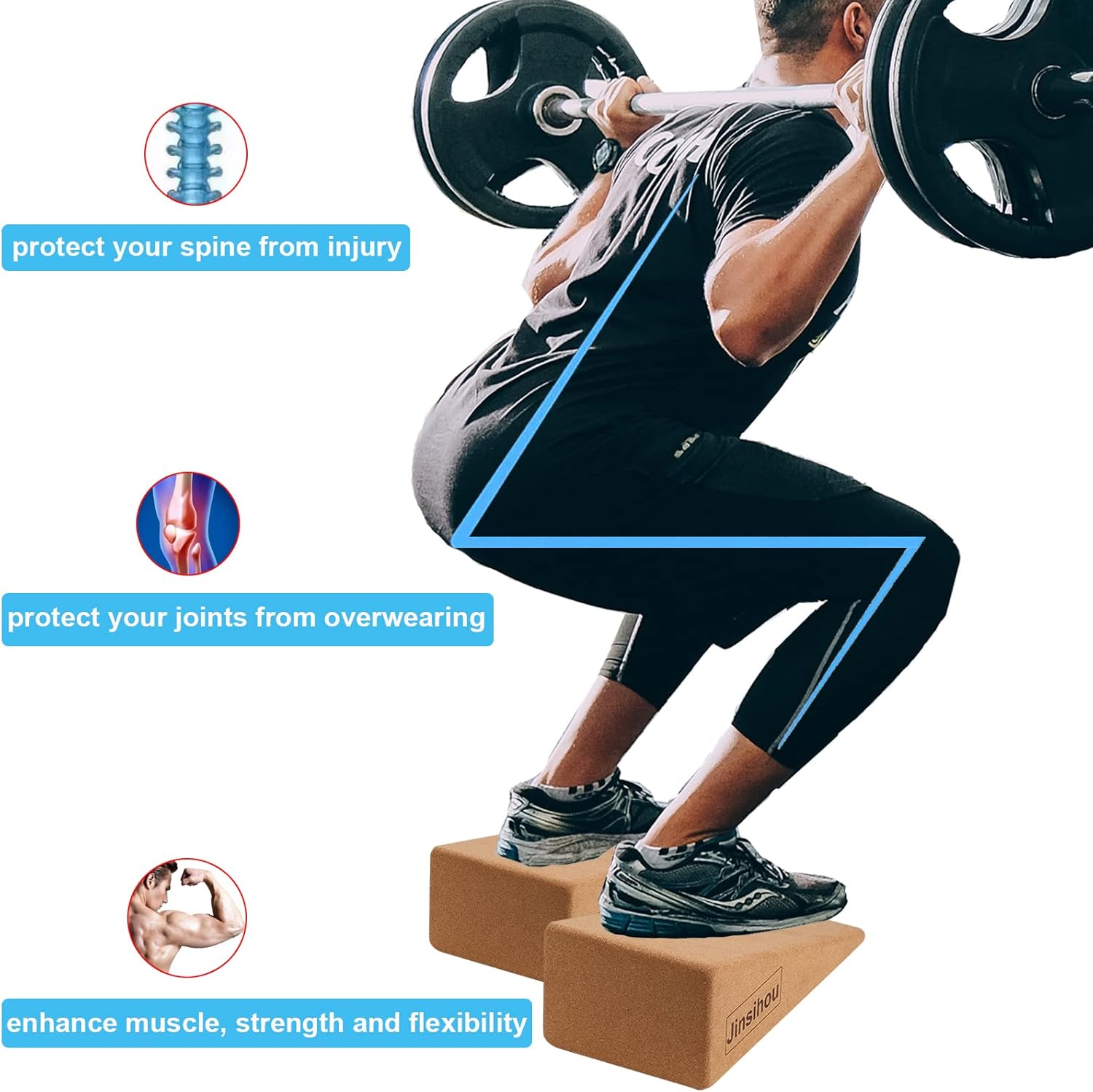 Skiennix Squat Wedge Block - Non-Slip Slant Board for Calf Stretching | 2-Piece Heavy Duty Incline Ramp