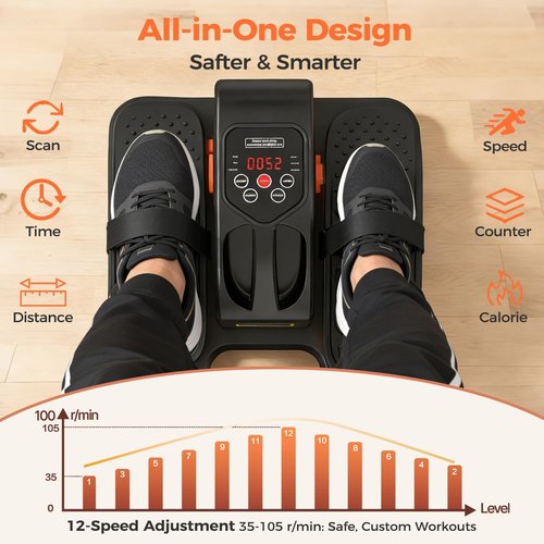 ESL Under Desk Elliptical - Compact Portable Leg Exerciser with Remote Control & LCD Display