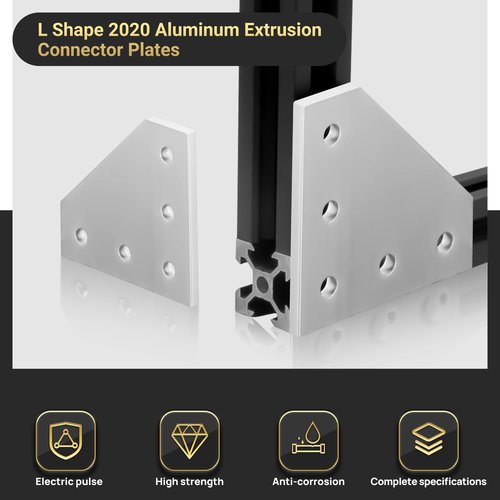 12 Set 2020 Corner Bracket Joint Plate L Shape 5 Hole Aluminum Extrusion Connector with 60Pcs T-Nuts, 60Pcs Screws and 1Pcs Wrench for 20 x 20mm Series Aluminum Extrusion Profile, Silver
