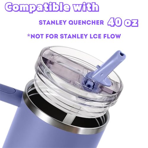 𝐃𝐞𝐭𝐚𝐜𝐡𝐚𝐛𝐥𝐞 Leak Proof Flip Straw Lid Replacement for 40oz Stanley Tumbler,No Spill Accessories with Extended Straw & Detachable Lid
