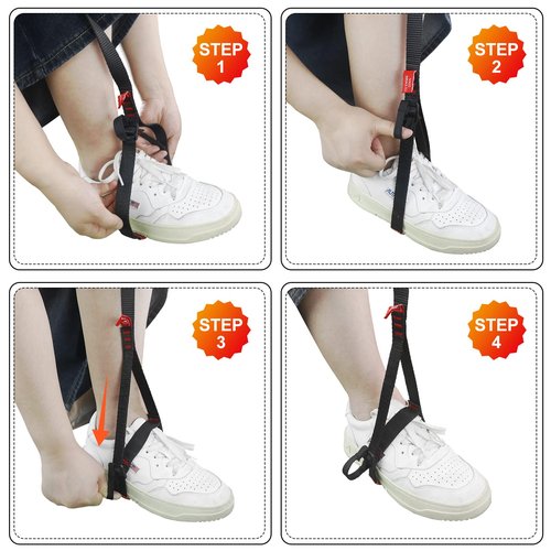 NewDoar Climbing Sling Foot Ascender Foot Sling,Adjustable Strap Foot Loop for Tree Arborist, Climbing Rock, Expedition, Caving, Rescue and Aerial Work(Black Red)