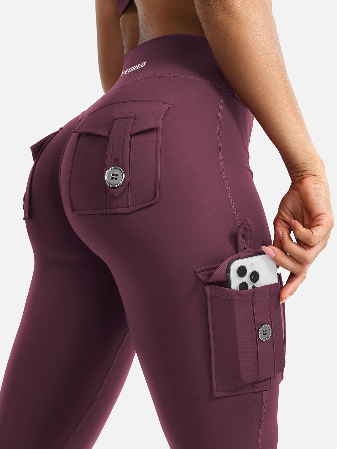 YEOREO CoreFlex Women's High-Waisted Flare Leggings - Hidden Pockets & No Front Seam, Perfect for Gym & Yoga