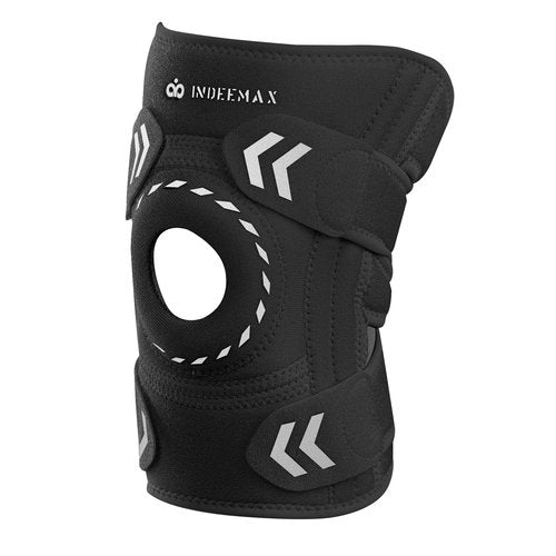 Adjustable Knee Support Brace for Women Men, Adjustable Compression Knee Patellar Pad Tendon Support Sleeve Brace - Arthritis Pain, Injury Recovery, Running, Workout, Neoprene Knee Brace with Stabilizers and Open Patella, Black