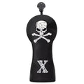 Golf Skull Skeleton Head Cover Golf Club Black Leather Headcovers Set Fits Driver Fairway Wood Hybrid Utility Putter Iron Wedge Headcover. (Hybrid)