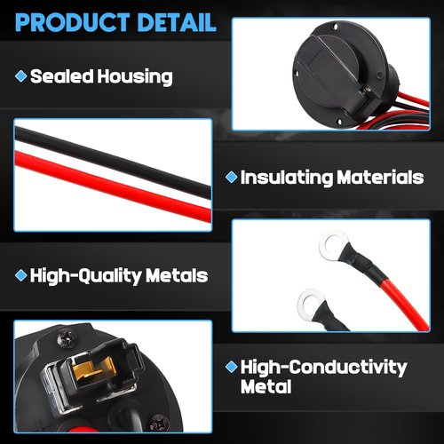 Charger Cord Receptacle Fit for Star EV Classic 2008-up Golf Carts Charger Receptacle Replaces 2RC060