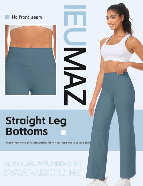 Ieumaz High Waist Women's Straight Leggings - Stretchy Casual Yoga Pants for Gym Workouts