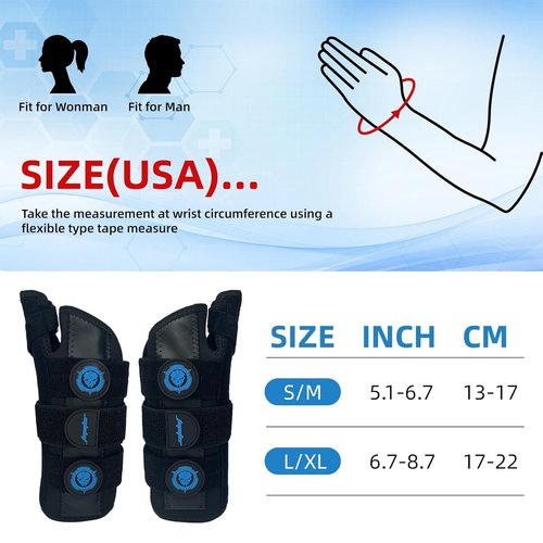 JUPITER Carpal Tunnel Wrist Brace - Thumb Support Spica Splint for Left Hand | Pain Relief for De Quervains - Large/XLarge, Blue
