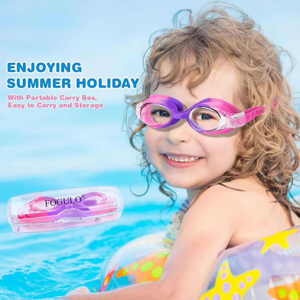 Skiennix Kids Swim Goggles - Anti-Fog UV Protection for Ages 4-14 | Waterproof with Nose Clips & Earplugs