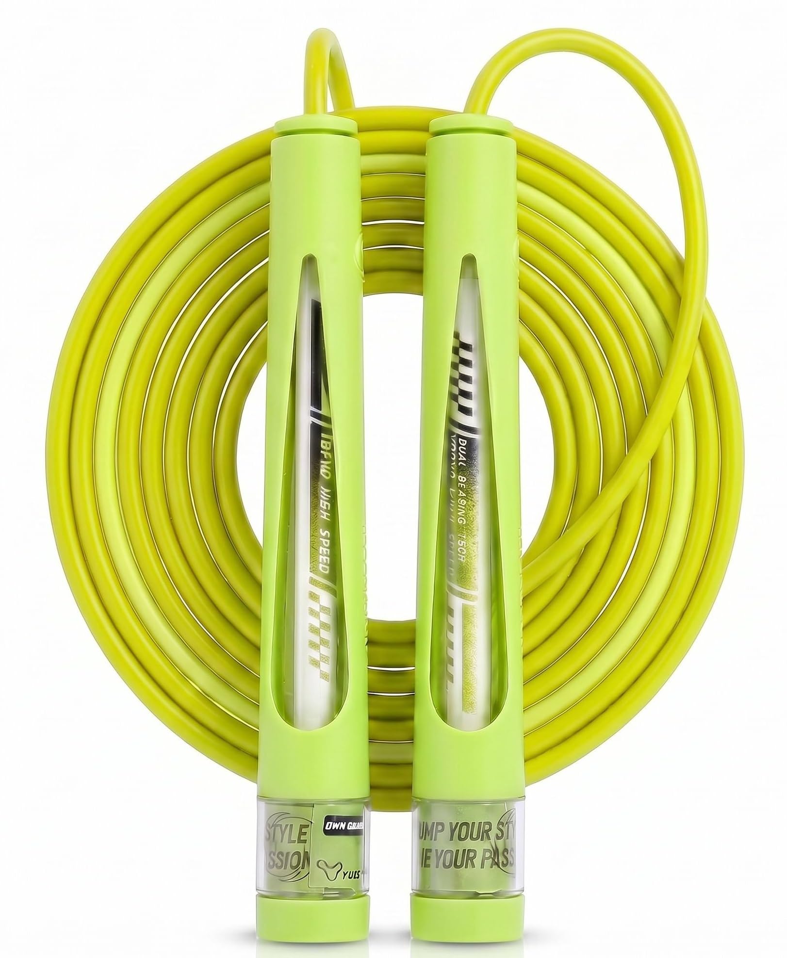YUEDONG Jump Rope, Adjustable Tangle-Free Jump Rope with Dual Bearings, Easy-to-Learn Two-Section Rope Design, Anti-Slip Handles, Name Tag & Carry Bag for Boys, Girls and Beginners