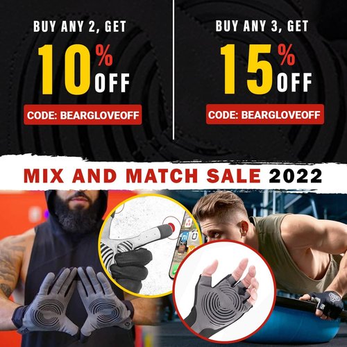 Bear Grips Weight Lifting Gloves - Half Finger & Full Finger Options for Men & Women | Compression Gym Gloves