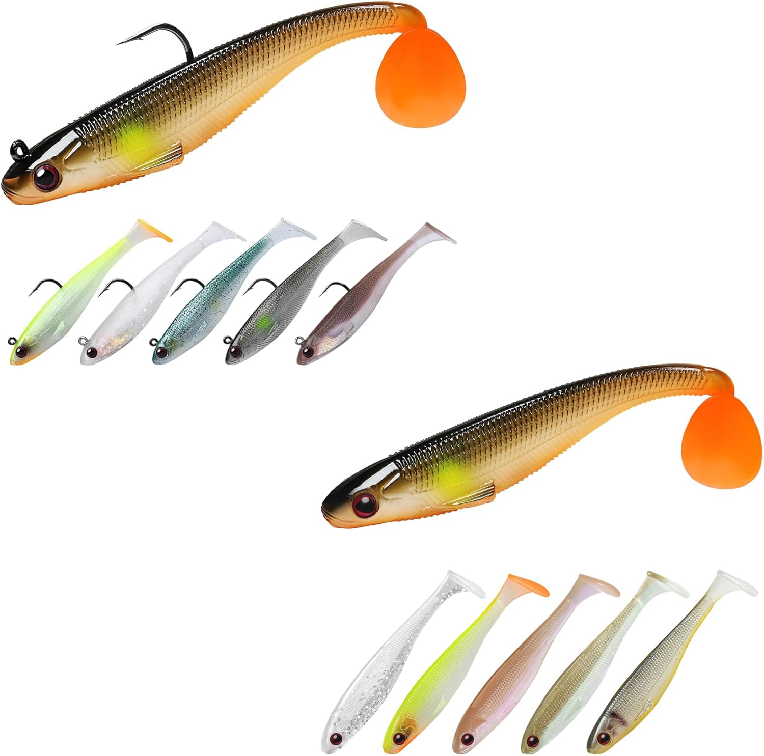 TRUSCEND Soft Fishing Lures - Pre-Rigged Swimbaits with Spinner for All Fish Species | Must-Have Tackle Box Bait
