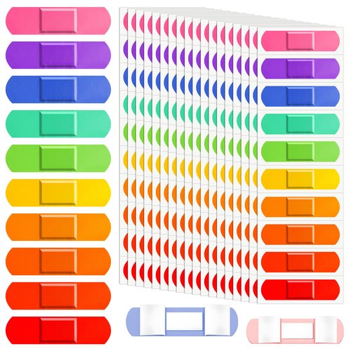 180Pcs Kids Bandages Bulk, Children's Colorful Flexible Adhesive Bandages 10 Colors Neon Waterproof Breathable Strip Protect Cuts and Scrapes for Children Toddlers, 2.83'' x 0.75''