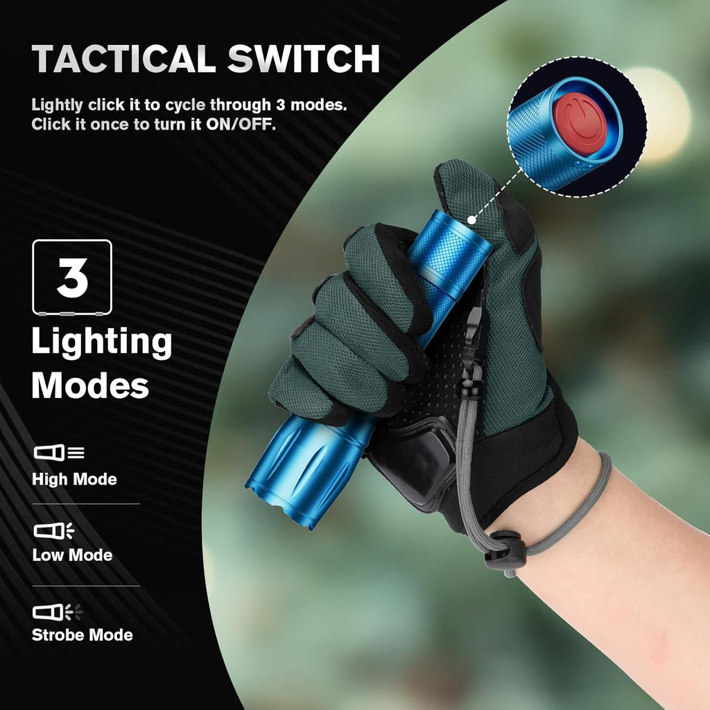 RECHOO LED Flashlight - High Lumens Tactical Flashlights with 3 Modes | Waterproof & Zoomable, 2 Pack
