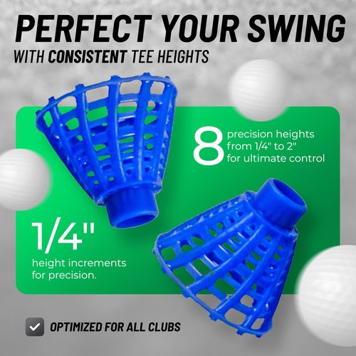 BirTee Golf Tees - PRO Speed Plus with Flexibility & Durability - 8 Pack. Indoor Golf Tees/Golf Simulator Tees/Winter Plastic Golf Tees (White)