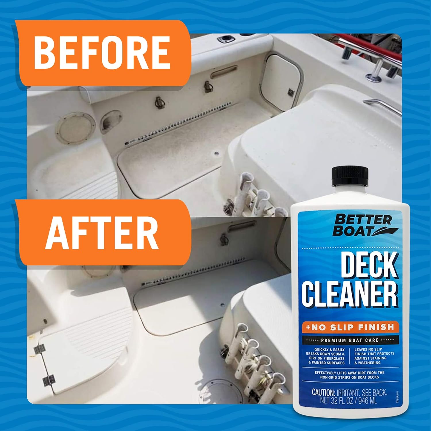 Better Boat Boat Deck Cleaner - Marine Grade Formula for Non-Skid Strips | Safe on Fiberglass, Vinyl & Aluminum