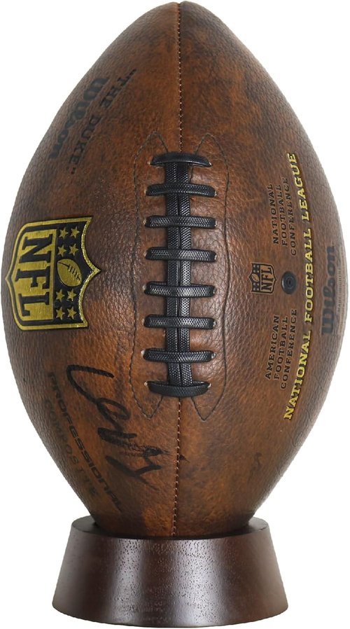 HillSpring Wooden Football Display Stand - Versatile Holder for Rugby, Basketball & Memorabilia | 1 Pack