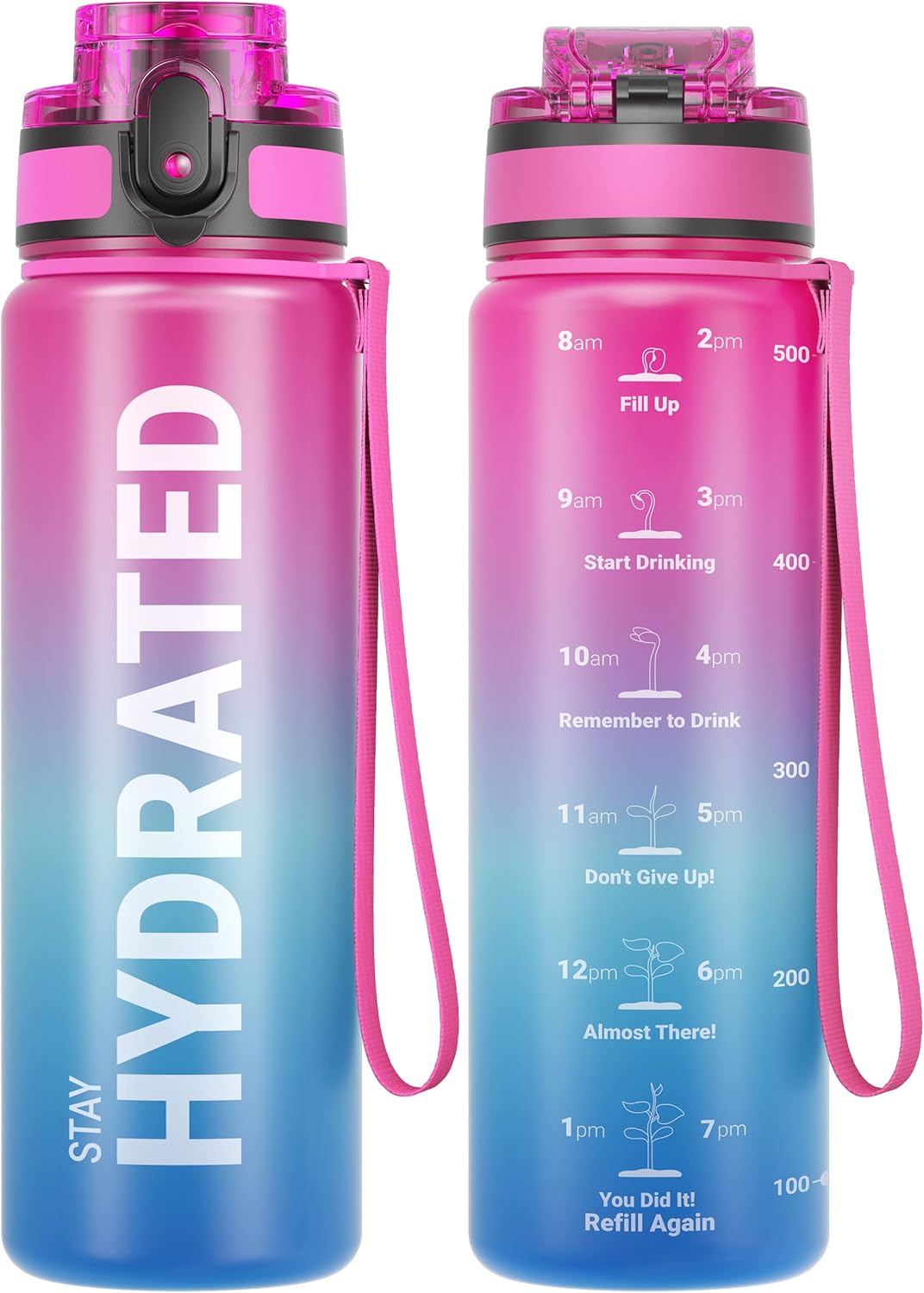 Sahara Sailor Water Bottle - Durable & Leakproof Tritan Bottle with Time Marker | 32/25/17oz for Gym & Travel