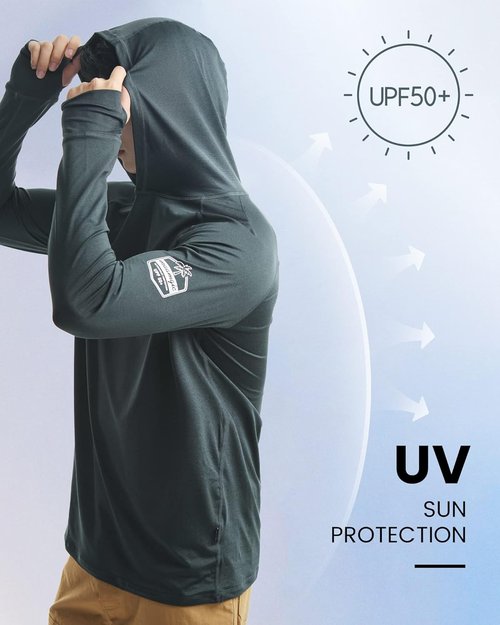 Maamgic Sun Protection Hoodie - UPF 50+ Long Sleeve SPF Fishing Shirt for Men | Outdoor UV Shield