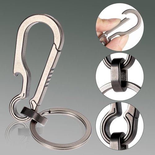 Gjinxi 3 Pcs Titanium Carabiner Keychain Clip Hook Small Backpack Clip Heavy Duty Keychain Grips Backpack Clasps Carabin Anti Lost Quick Release Key Chain Organizer with Key Ring