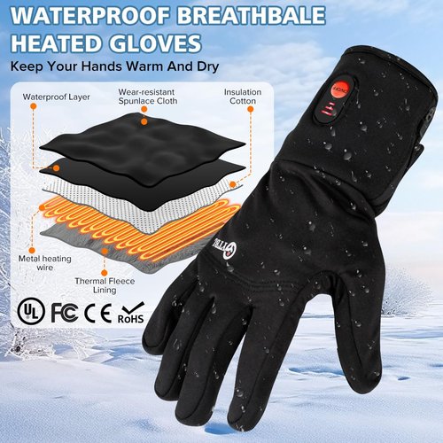 Heated Gloves for Men Women, Rechargeable Battery Electric Heated Gloves, Ultrathin Heating Gloves Hand Warmer 3 Heat Settings Heated Mittens for Winter Outdoor Hunting Riding Ski Hiking Motorcycle