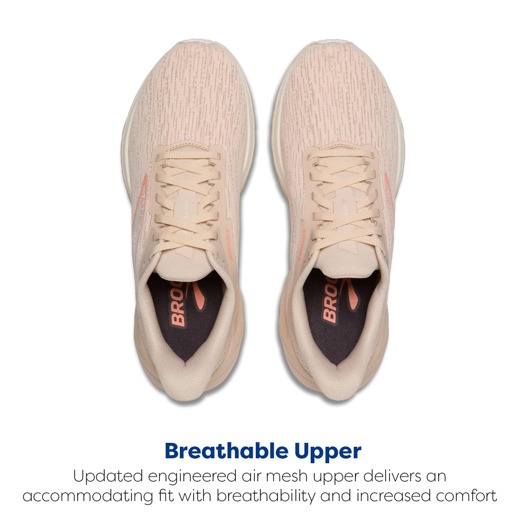 Brooks Women’s Anthem 7 Neutral Running Shoe - Almond/Grey/Desert Flower - 9 Medium