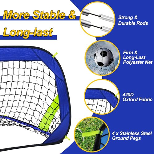 EVERRUSH Pop Up Soccer Goals - Portable & Foldable Training Nets for Indoor/Outdoor Use - Lightweight with Carry Bag
