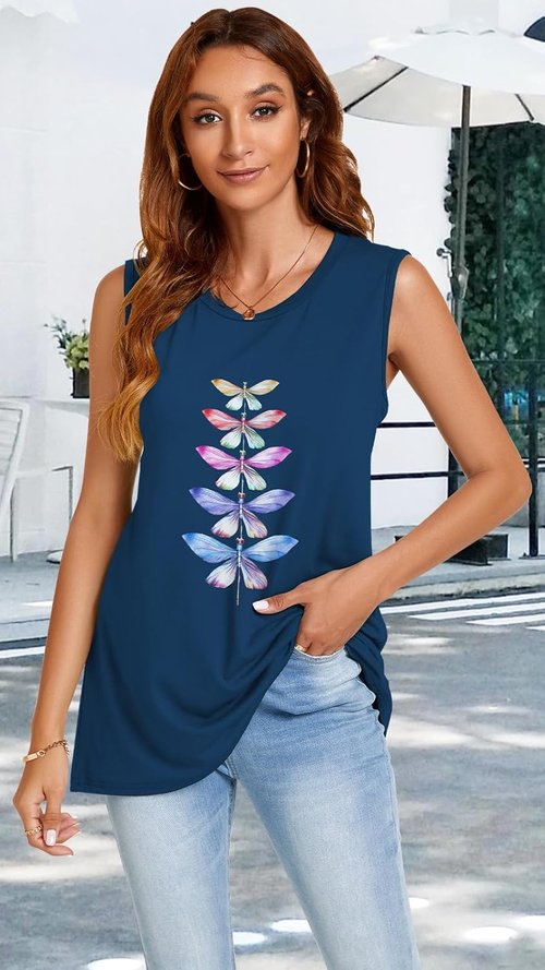 JOELLYUS Women's Casual Tank Tops - Sleeveless Crew Neck Tunic Shirt in Loose Fit | Summer Style 2026