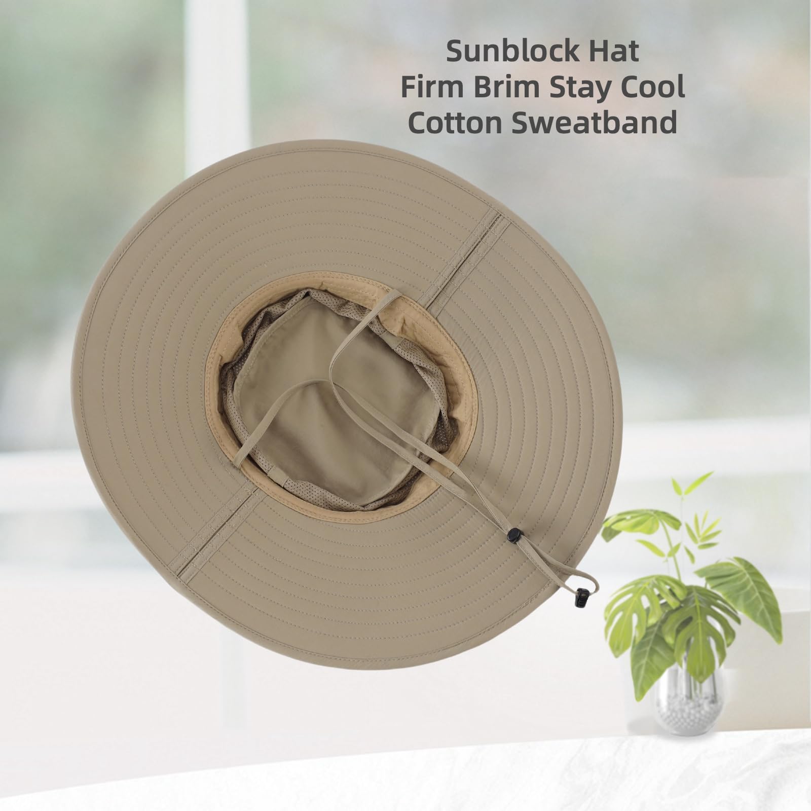 Home Prefer UPF50+ Mens Sun Hat Wide Brim Fishing Hat Foldable Large Brim UV Protection Sun Hat for Men Women Beach Gardening (Khaki)