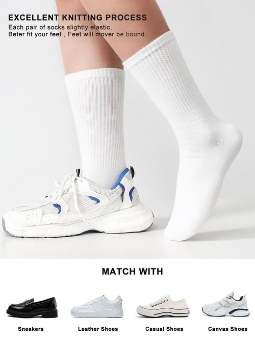 JOLLMONO Womens Crew Socks Size 6-11 Casual Athletic Gym LightWeight Thin Cotton Socks 3-6 Pairs(J2168-6W)