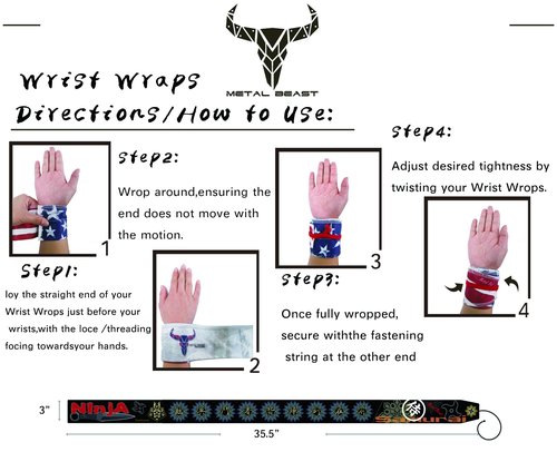 CRAZY FOXS Wrist Wraps for Powerlifting, Strength Training, Bodybuilding, Cross Training, Weightlifting, Available in Multiple Designs (China Kite)