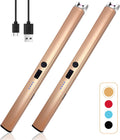 Skiennix Electric Candle Lighter - Windproof Flameless USB Rechargeable with LED Display | Champagne Gold, 2 PCS