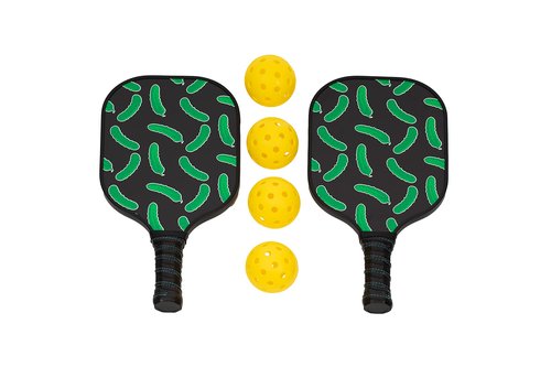 Pickleball Paddle Set of 2 with Pickles - USAPA Approved - Carbon Fiber Rackets, 4 Honeycomb Core Balls, Grip Portable Racquet Cover Case Bag Gift Kit for Men and Women
