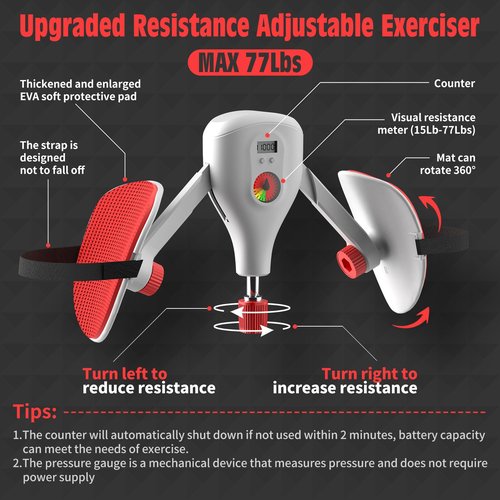 CNYUANFEN Thigh Master 0-77 lbs Adjustable Resistance Squat Machine,Squat Training Leg Machines,Workout Hip Under Desk Exercise Men Women Repair Trainer，Kegel Exercise (Grey)