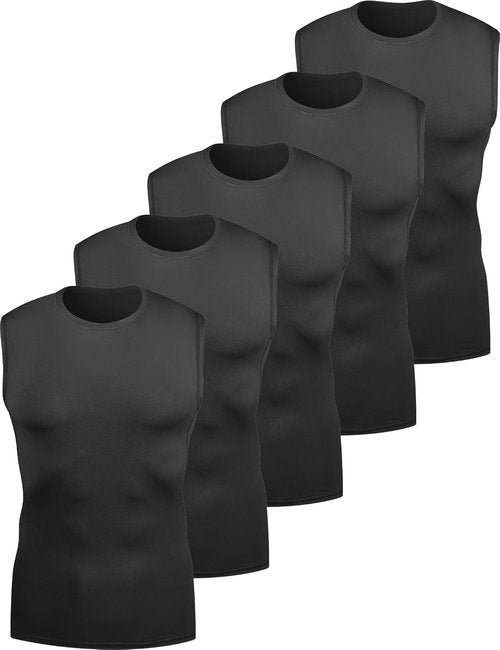 HovSiyla Men's Compression Shirt - Cool Dry Sleeveless Baselayer for Athletic Workouts | Black