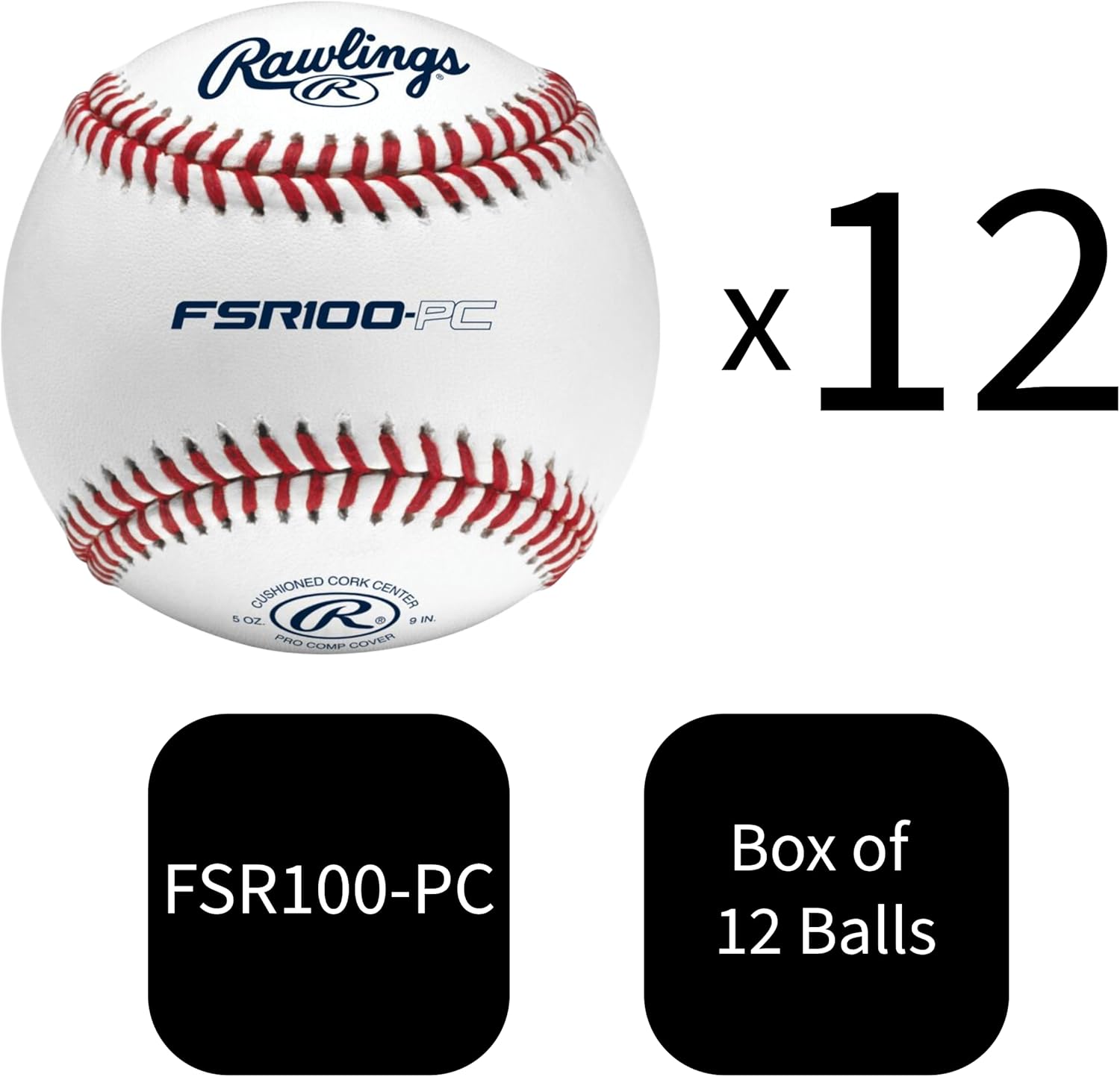 Rawlings Pro Comp Practice Baseballs - Flat & Raised Seam Options | 12 Count for Collegiate & Travel Use