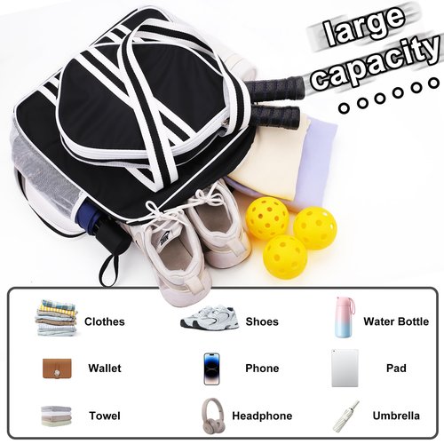 SPOENGRU Pickleball Bag for Women Men, Pickleball Paddle Shoulder Bag, with Zipper & Adjustable Shoulder Strap for Racquet