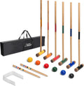 Sport Beats Croquet Set - Six Player Rubberwood Mallets, 32 Inch, Carry Case & Accessories for Outdoor Fun